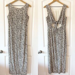 MAGGY LONDON Silk Animal Print Back Cut Out Maxi Dress